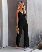 Elegant Lace V Neck Sleeveless Open Back Jumpsuit Spaghetti Strap High Waisted Long Wide Leg Pants Jumpsuit Women Sexy Overalls - MyEmpired