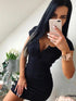 Summer Dress 2020 Fall Women Sexy Casual Knit Sheath Mini Dresses Ladies Solid V Neck Chest Button Short Sleeve Bodycon Dress - MyEmpired