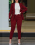 2pcs Women Office Clothing Set Long Sleeve Blazer Jacket & High Waist Pencil Pants Solid Color - MyEmpired
