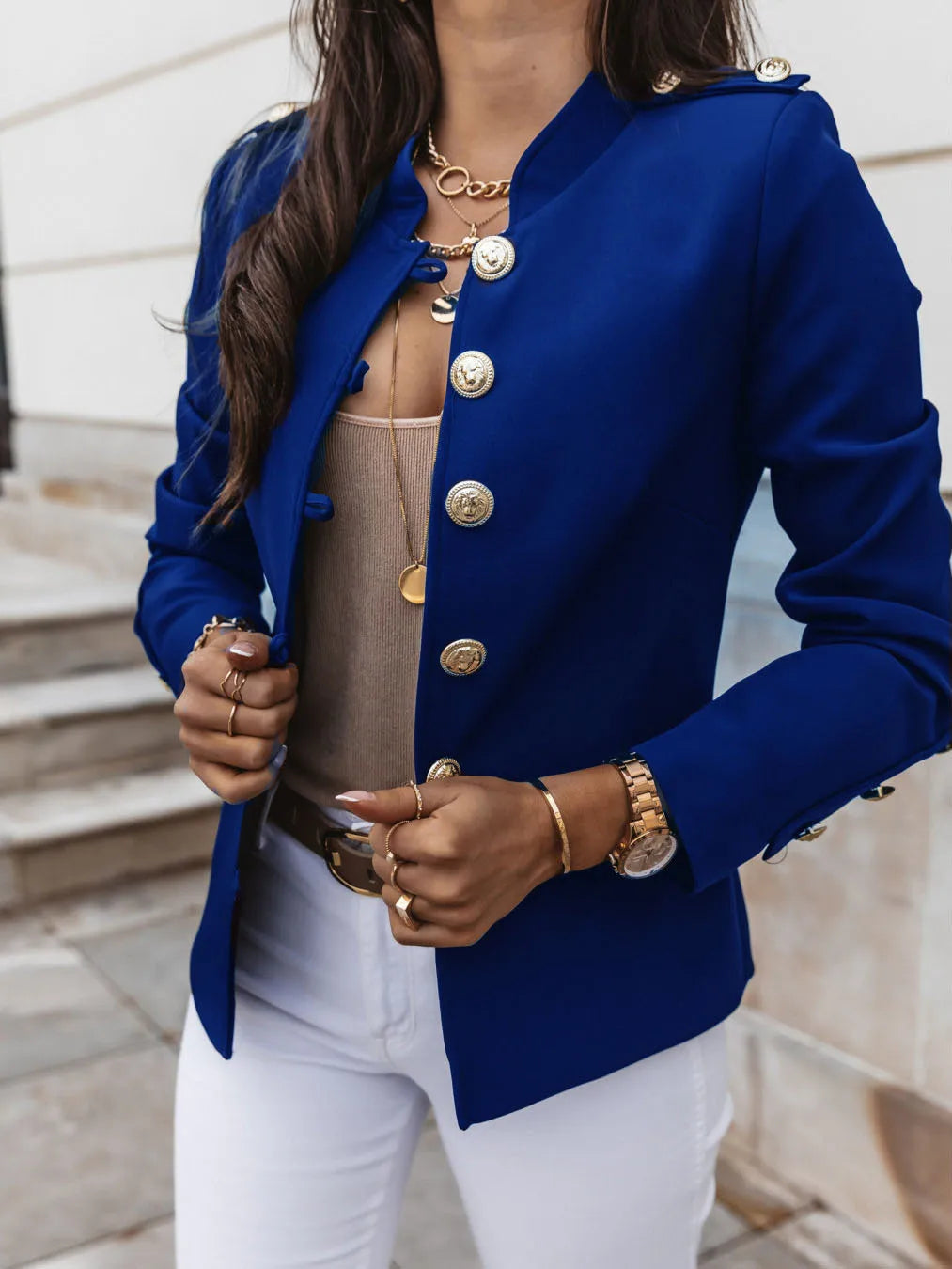 Casual O-neck Long Sleeve Jacket Outerwear Office Lady Spring Autumn Fashion Elegant Solid Blazer Coat For Women 2024 Female Top - MyEmpired