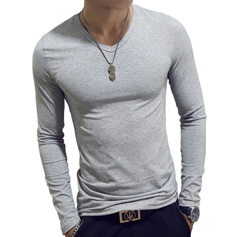 Turtleneck For Men Solid Color Slim Elastic Thin Pullover Spring Autumn Underwear Turtleneck Men Knitting Blouse Base Tshirt Top - MyEmpired