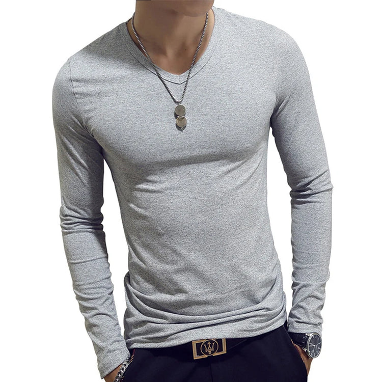 Turtleneck For Men Solid Color Slim Elastic Thin Pullover Spring Autumn Underwear Turtleneck Men Knitting Blouse Base Tshirt Top - MyEmpired