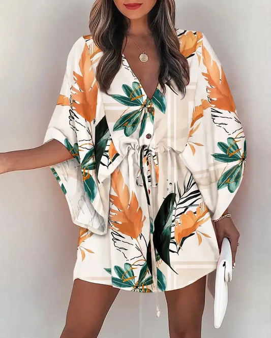 V-Neck Ruffle Irregular