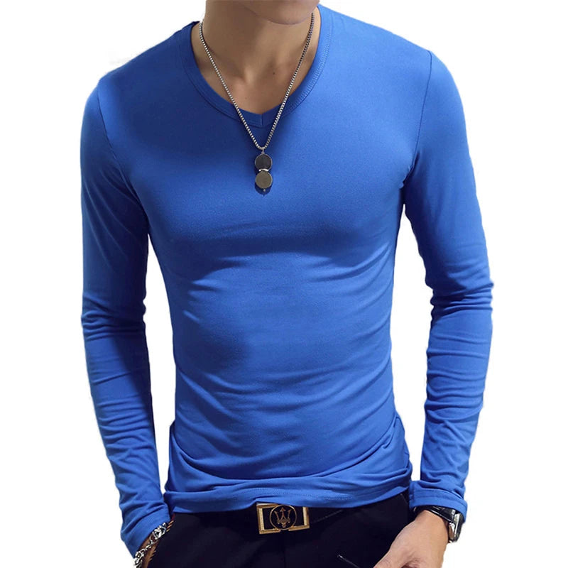 Turtleneck For Men Solid Color Slim Elastic Thin Pullover Spring Autumn Underwear Turtleneck Men Knitting Blouse Base Tshirt Top