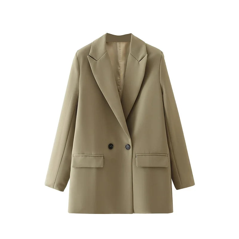TRAF Blazer Woman Black Beige Khaki Blue Green Gray Women coat Fashion Office Wear Women&