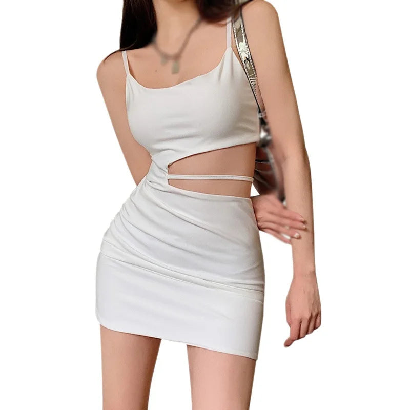 Women Sexy Bodycon Dress Women Spaghetti Strap Waist Cut out Slim Sleeveless Backless Skinny Mini Dress Elegant Party Vestidos