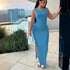 Mandylandy Long Bodycon Sexy Dress Women Sleeveless Round-Neck High Waist Dresses Solid Color High Waist Sheath Sexy Dresses - MyEmpired
