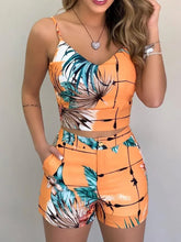 Print Spaghetti Strap Crop Top & Short Sets Casual Summer 2 Piece Outfits for Women - MyEmpired