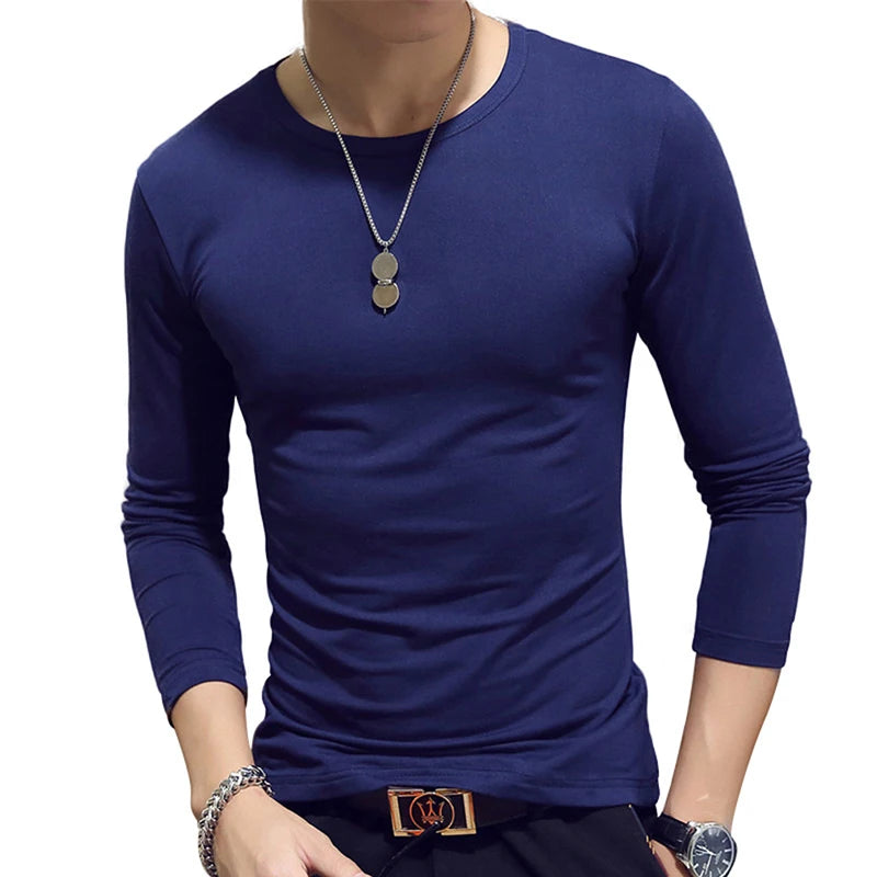 Turtleneck For Men Solid Color Slim Elastic Thin Pullover Spring Autumn Underwear Turtleneck Men Knitting Blouse Base Tshirt Top