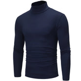 Turtleneck For Men Solid Color Slim Elastic Thin Pullover Spring Autumn Underwear Turtleneck Men Knitting Blouse Base Tshirt Top - MyEmpired