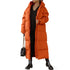 Hooded Solid Color Long Cotton Coat Fashion Casual Zipper Long Sleeve Women&