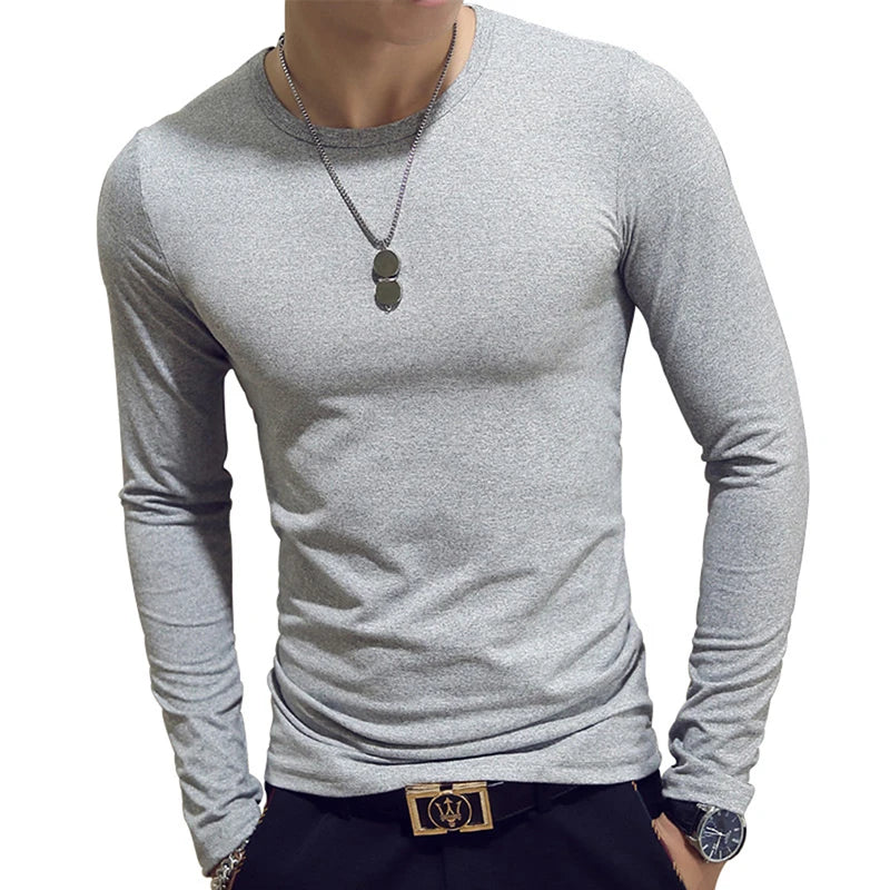 Turtleneck For Men Solid Color Slim Elastic Thin Pullover Spring Autumn Underwear Turtleneck Men Knitting Blouse Base Tshirt Top