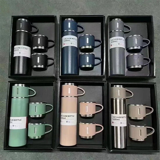 Vacuum Flasks & Thermoses Set Thermos for Hot Water Bottle Drinkware Fathers Day Gifts Home & Stainless Steel 500ml Thermal Cold - MyEmpired