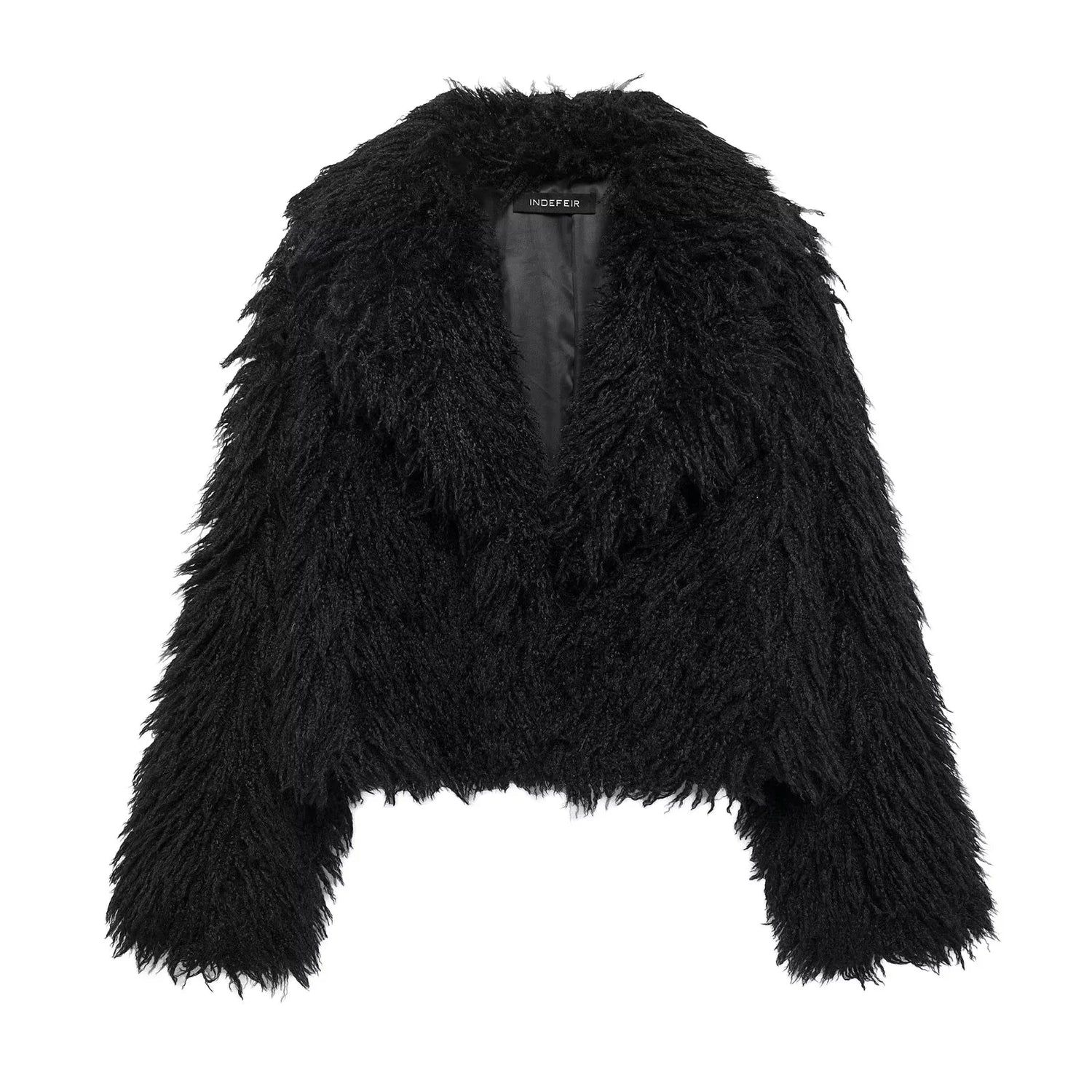 TRAFZA 2025 Autumn Winter Women Casual Faux Fur Jackets Fashion Streetwear Solid Turn Down Collar Warm Oversized Thick Coats - MyEmpired