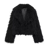 TRAFZA 2025 Autumn Winter Women Casual Faux Fur Jackets Fashion Streetwear Solid Turn Down Collar Warm Oversized Thick Coats - MyEmpired