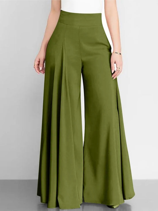 Spring Autumn Fashion Women High Waist Wide Leg Pants Female Elegant Flare Trousers Casual Solid Holiday Loose Long Pant New - MyEmpired