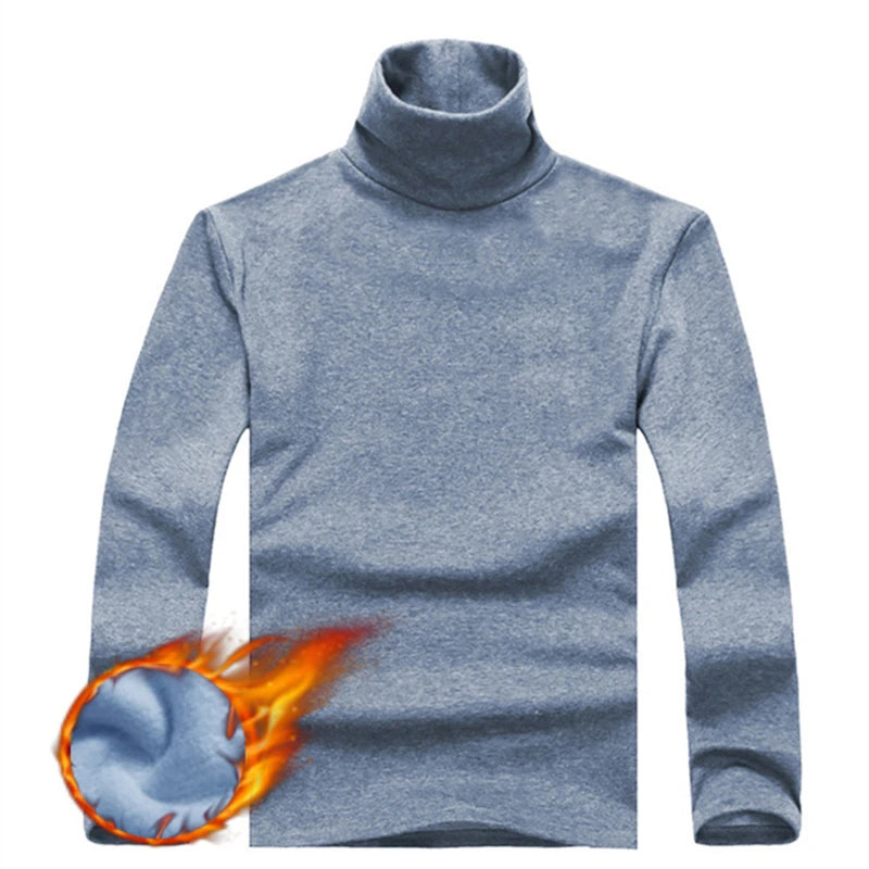 Turtleneck For Men Solid Color Slim Elastic Thin Pullover Spring Autumn Underwear Turtleneck Men Knitting Blouse Base Tshirt Top - MyEmpired
