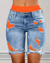 Ripped 2-In-1 Denim Skinny Shorts - MyEmpired