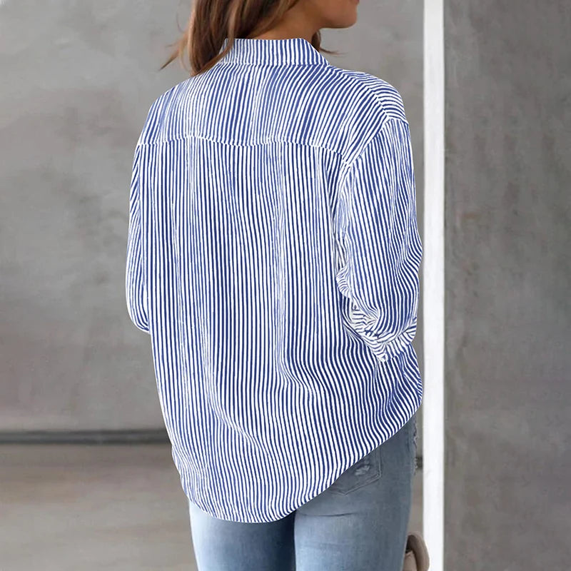 newWomen's Shirt Elegant Commuting Classic Office Ladies Tops New Fashionable Trend Casual  Striped Women's Long Sleeved shirts