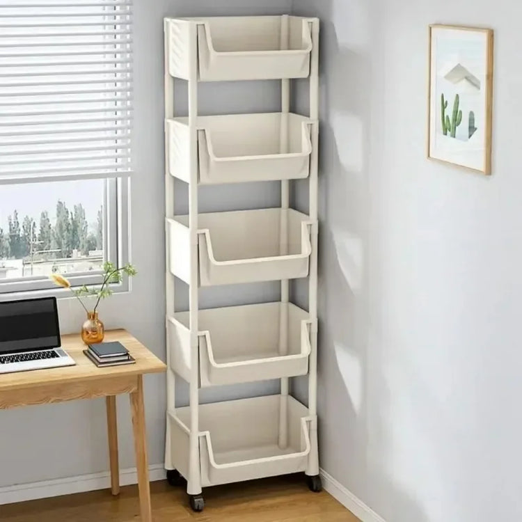 Trolley Bookshelf Kitchen Storage Slit Storage Cabinet Bathroom Living Room Home Organizer Rack Kitchen Corner Narrow - MyEmpired