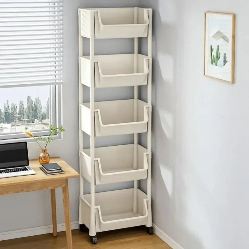 Trolley Bookshelf Kitchen Storage Slit Storage Cabinet Bathroom Living Room Home Organizer Rack Kitchen Corner Narrow