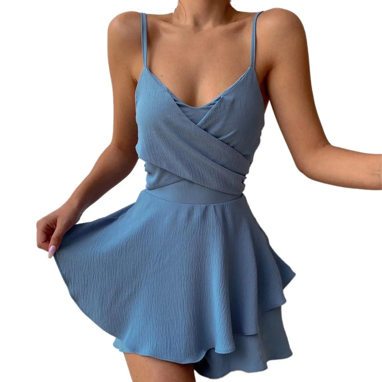 Suspender V-Neck Sexy Mini Short - MyEmpired