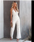 Elegant Lace V Neck Sleeveless Open Back Jumpsuit Spaghetti Strap High Waisted Long Wide Leg Pants Jumpsuit Women Sexy Overalls - MyEmpired