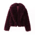 TRAFZA 2025 Autumn Winter Women Casual Faux Fur Jackets Fashion Streetwear Solid Turn Down Collar Warm Oversized Thick Coats - MyEmpired