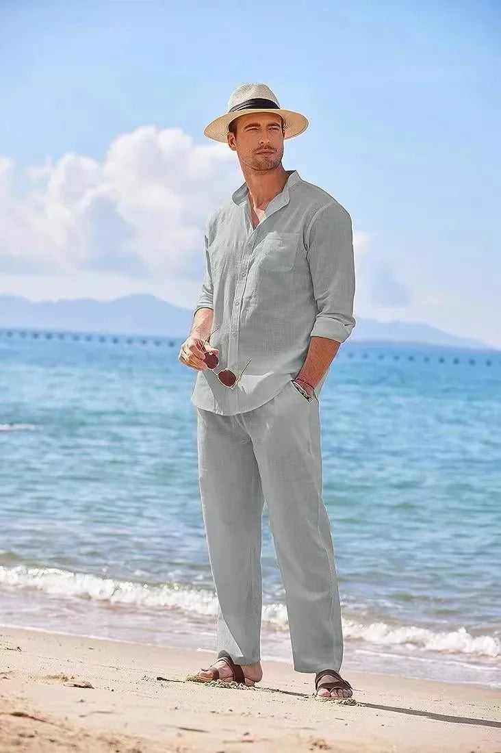 Mens Casual Linen Two Piece Sets - MyEmpired