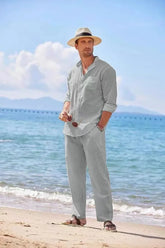 Mens Casual Linen Two Piece Sets - MyEmpired