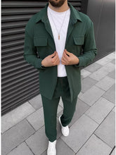 buckle lapel double pocket long sleeve two-piece casual - MyEmpired