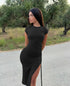 Sexy Side Slit Short Sleeve Wrap - MyEmpired