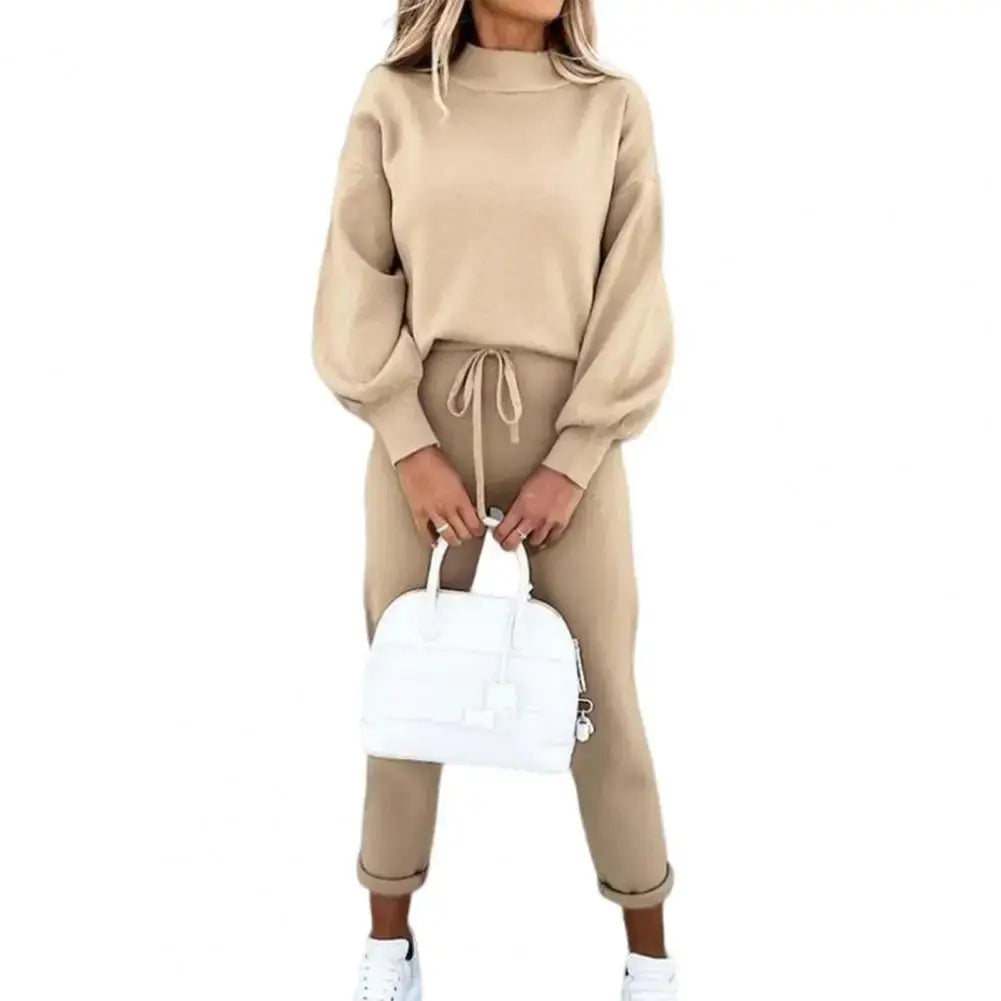 Sweatshirt Sweatpants Suit Elastic Waist Lady Sweatshirt Trousers Suit Long Sleeves Lady Sweatshirt Trousers Suit - MyEmpired