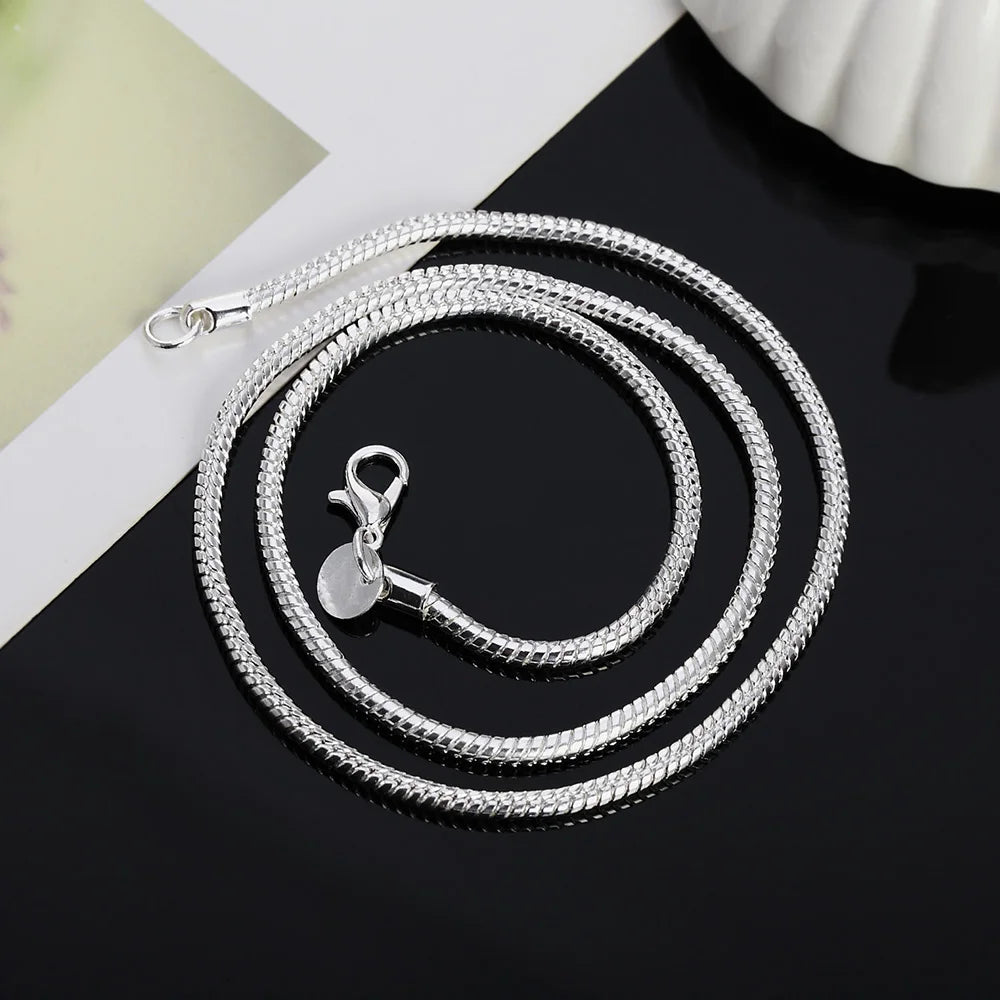 45-60cm Silver Color 1MM/2MM/3MM solid Snake Chain Necklace