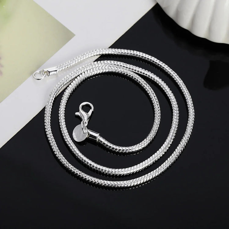 45-60cm Silver Color 1MM/2MM/3MM solid Snake Chain Necklace - MyEmpired