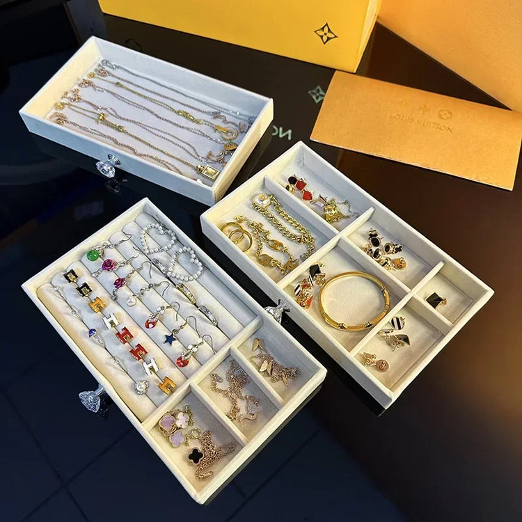 Acrylic Velvet Jewelry Organizer with 3 Drawers - MyEmpired