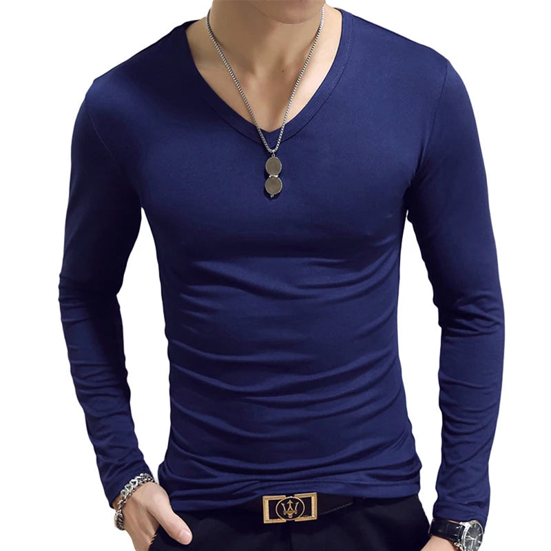 Turtleneck For Men Solid Color Slim Elastic Thin Pullover Spring Autumn Underwear Turtleneck Men Knitting Blouse Base Tshirt Top - MyEmpired