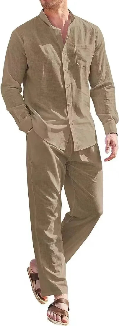 Mens Casual Linen Two Piece Sets - MyEmpired