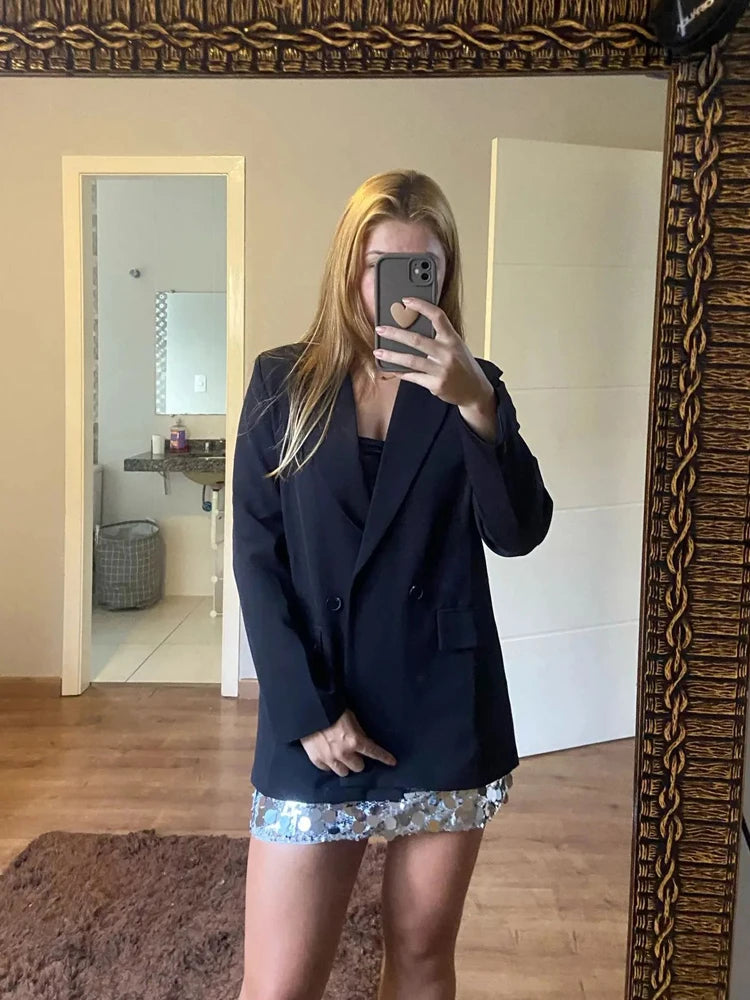 TRAF Blazer Woman Black Beige Khaki Blue Green Gray Women coat Fashion Office Wear Women&