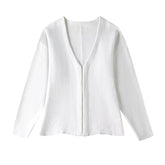 TRAFZA 2024 Spring Summer Sexy Solid Knitted Women Suits Fashion Nightclub V Neck Single Breasted Shirts+Chic Mini Pencil Skirts - MyEmpired