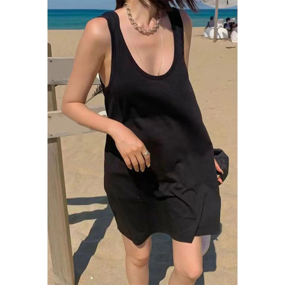 2024 New Casual Ladies Solid Color Pullovers Camis Women's Clothing Fashion Loose Slip Dress Sleeveless Summer Thin Dresses