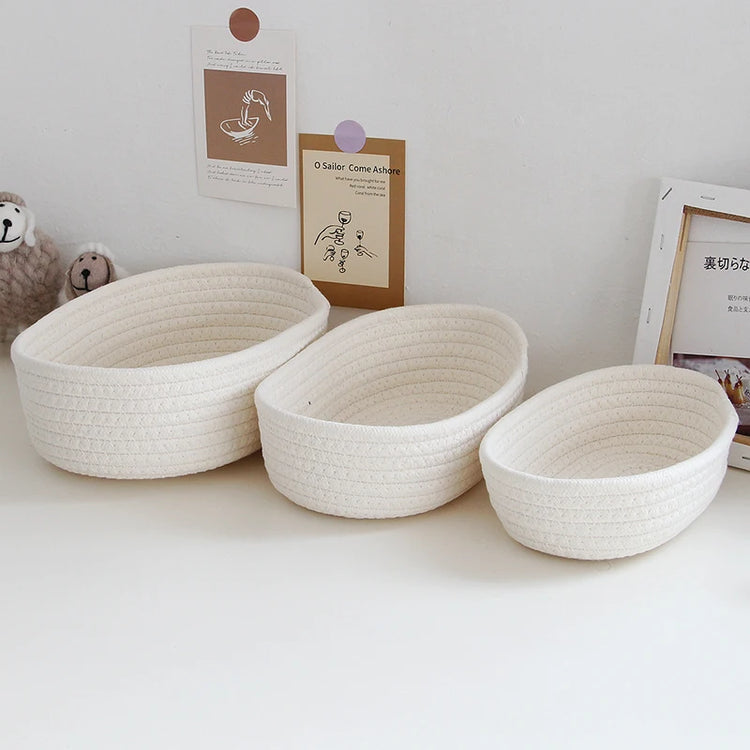 Desktop Sundries Basket Storage Box Hand Woven Basket Kids Toys Organizer Office Stationery Cosmetics Snack Pouch Accessories - MyEmpired