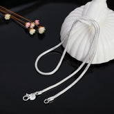 45-60cm Silver Color 1MM/2MM/3MM solid Snake Chain Necklace - MyEmpired
