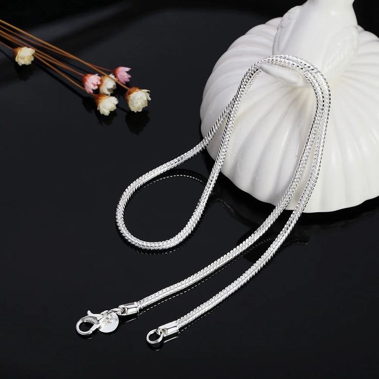 45-60cm Silver Color 1MM/2MM/3MM solid Snake Chain Necklace - MyEmpired