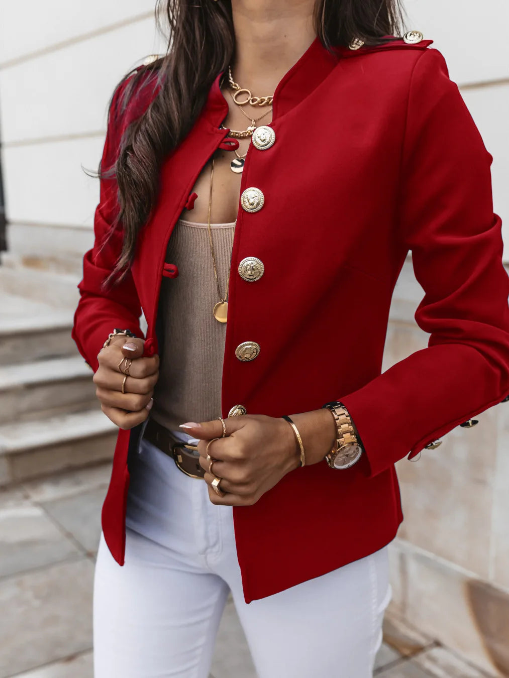 Casual O-neck Long Sleeve Jacket Outerwear Office Lady Spring Autumn Fashion Elegant Solid Blazer Coat For Women 2024 Female Top - MyEmpired