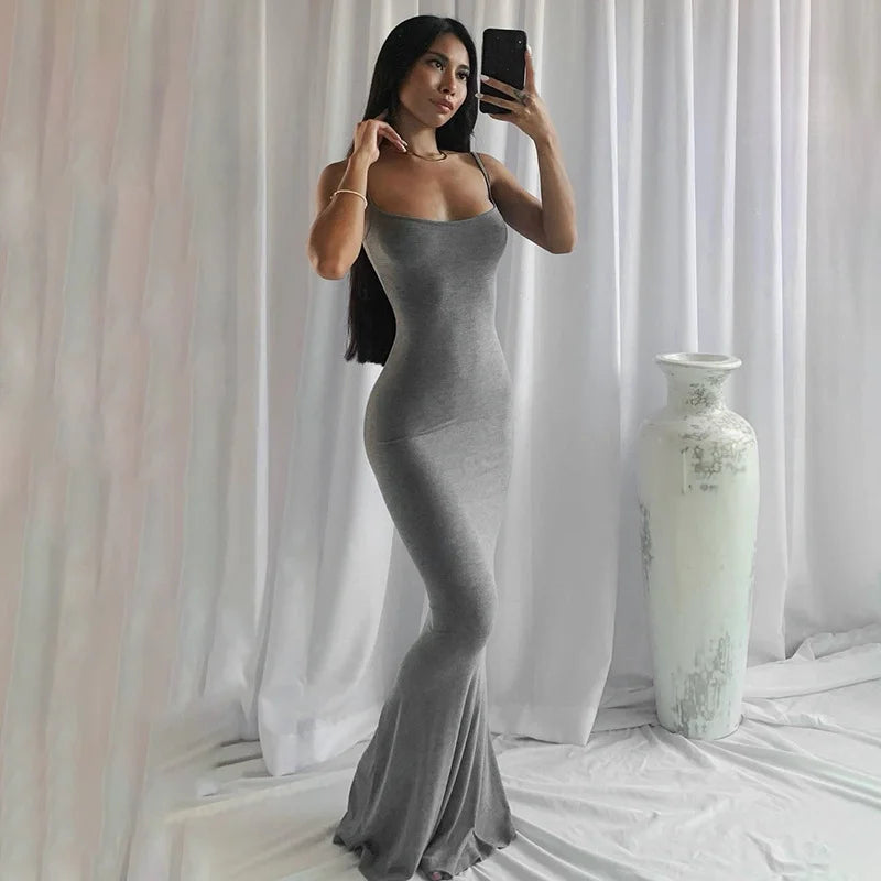 Slip Sleeveless Backless Maxi Dress Women 2025 Y2K  Summer Bodycon Elegant Sexy Outfits Ladies Birthday Party Club Fishtail Dres