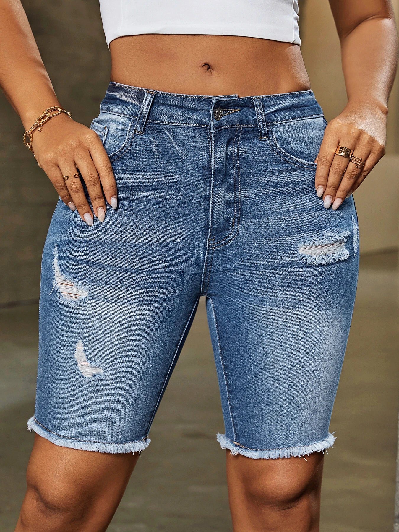 Girl Wind Broken Hole Design Jeans - MyEmpired