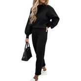 Sweatshirt Sweatpants Suit Elastic Waist Lady Sweatshirt Trousers Suit Long Sleeves Lady Sweatshirt Trousers Suit - MyEmpired