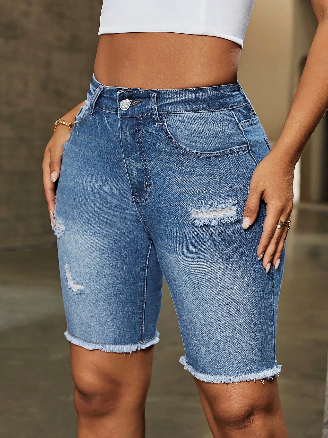 Girl Wind Broken Hole Design Jeans - MyEmpired