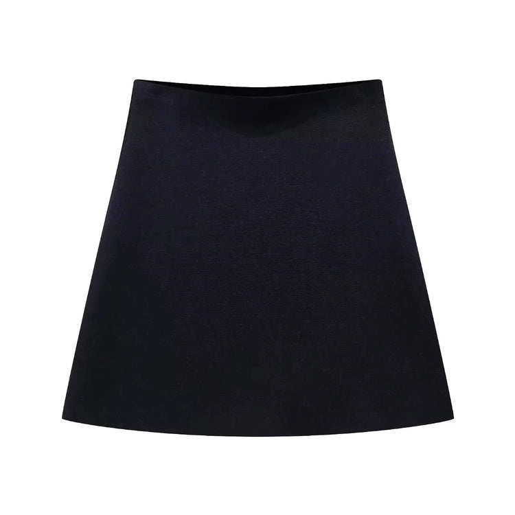 TRAFZA 2024 Spring Summer Sexy Solid Knitted Women Suits Fashion Nightclub V Neck Single Breasted Shirts+Chic Mini Pencil Skirts - MyEmpired